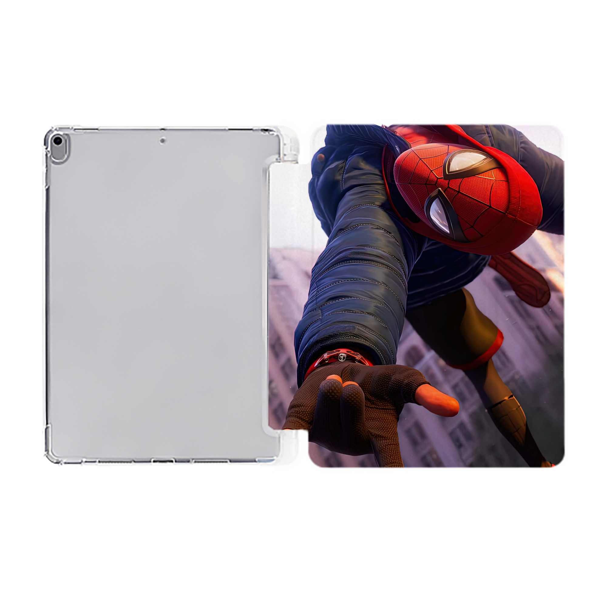 （画像用） Spider Man スパイダーマン IPad ケース ペン収納付き 三つ折りスタンド PUレザー×シリコン 対応機種9.5/10.5/10.9インチ